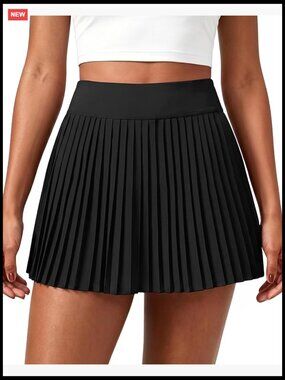 High Waisted Pleated Tennis Skort with Pockets - Lightweight Athletic Skirt